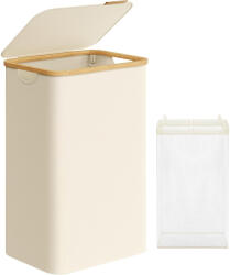 Songmics Cos de rufe textil, pliabil, compartiment detasabil, 90L, 42x32x71 cm, bej (EZ-LCB509W01)