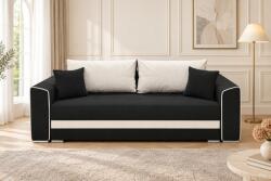 nuko Canapea extensibilă Ondina din stofă, negru + crem, cu ladă de depozitare Canapea