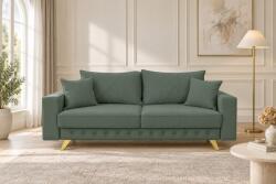 nuko Canapea extensibilă Amara stofă, verde ou de rață, picioare aurii, cu ladă de depozitare Canapea