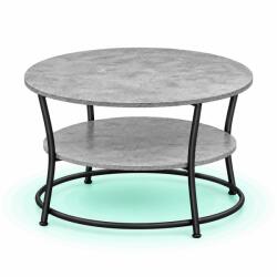 Timebox Masuta de cafea Timebox 80 cm, Rotunda cu raft inferior, Blat din PAL, Cadru metalic negru, Depozitare reviste, Stil industrial, Living, Birou, Dimensiuni 80x80x46, 5 cm, Incarcare maxima 50 kg, Gri b Masa de cafea