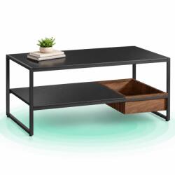 Timebox Masuta de cafea Timebox 100x55x45 cm, Cu sertar glisant, Raft inferior de depozitare, Cadru din otel, Blat din PAL si MDF, Stil industrial modern, Pentru living si sufragerie, Capacitate 100 kg, Gri i Masa de cafea