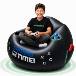 Timebox Fotoliu Gonflabil Gaming Timebox cu Suport Pahar, Negru (GS-967-NE)