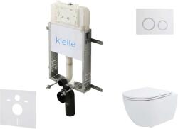 kielle Genesis New - Set pentru montare încastrată, toaletă Oudee, Vortex Rimless+, capac softclose și clapetă Gemini New II, alb lucios/crom 30502SZ04 (30502SZ04)