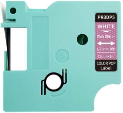 AIMO Etichete cu sclipici compatibile DYMO LabelManager, 12 mm, alb pe albastru, pentru hobby si organizare personala, PR3DP5 (PR3DP5)
