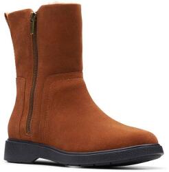 Clarks Un Elda Mid női bokacsizma - vízálló C-Shell nubuk bőr - méret 37, 5 - barna, bélelt téli cipő, Ortholite talpbetét, kényelmes Unstructured széria