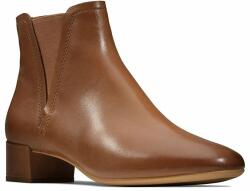 Clarks Orabella Ruby női bokacsizma - belebújós bőr cipő - méret 36 - barna, elegáns 3, 5 cm blokksarok, Cushion Plus talpbetét, minőségi kényelmes viselet