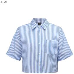 Shein Rövid Csíkos Rövid Ujjú Ing