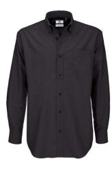 B&C Collection Férfi ing Oxford polipamut 135 g/m2, hosszú ujjú, gombos gallér, B&C BCSMO01, Fekete, S (bcsmo01bl-s)