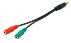 Equip kábel - 147943 (Audio elosztó, 3, 5mm Jack, 2x anya/1x apa, fekete, 13cm)