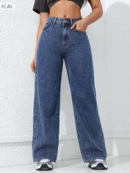 Shein Női Farmernadrág Wide Leg Magas Derekú Sötétkék 50 1