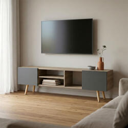 FDY Comoda TV Osclo, culoare sonoma-antracit, 160 x 30 x 53.5 cm