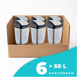 Poly Time billenőfedeles szemetes kuka, műanyag, szürke/antracit, 50 L KARTON - 6 db (K8697633821823)