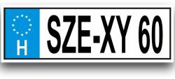  SZE-XY60 - Tréfás rendszámtábla