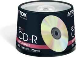 TDK CD-R 700MB 52x - Henger 50db (CD-R80CBA50)