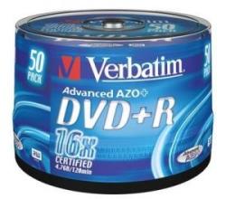Verbatim Dvd+r 4.7gb 16x Suport Rotund 50buc. (43550)
