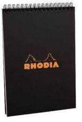 Clairefontaine Rhodia Classic fekete spirálblokk, 80lap, kockás 14, 8x21cm (165009)