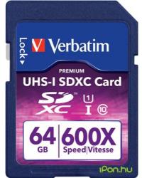 Verbatim SDXC Premium 64GB C10/U1 49193