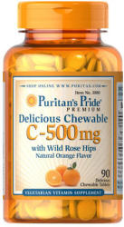 Puritan's Pride C-500 mg C-vitamin csipkebogyóval rágótabletta 90 db