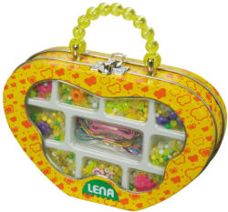 LENA Ékszerkészítő műanyag gyöngyök sárga dobozban (31183)