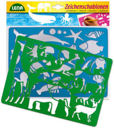 LENA 2 db-os rajzolósablon - afrikai és tengeri állatok (65768)