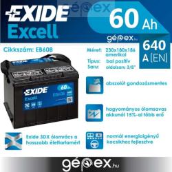Exide Excell 60Ah 640A left+ (EB608)