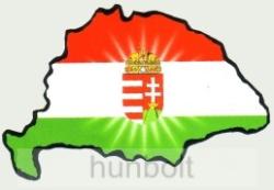 Címeres hűtőmágnes Nagy-Magyarország körvonallal 14x8, 5 cm