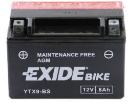 Exide Bike AGM 12V 8Ah left+ YTX9-BS