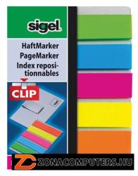 Sigel Clip műanyag jelölőcímke 5x25 lap 12x50 mm vegyes szín (SIHN610)