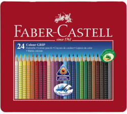 Faber-Castell Creioane colorate 24 culori/set FABER-CASTELL Grip 2001, cutie metal, FC112423