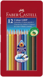 Faber-Castell Creioane colorate 12 culori/set FABER-CASTELL Grip 2001 cutie metal, FC112413
