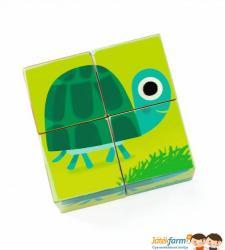 DJECO Fa kocka puzzle -  Scouic teknős