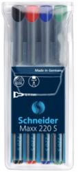 Schneider Universal permanent marker SCHNEIDER Maxx 220 S, varf 0.4mm, 4 culori/set - (N, R, A, V) (S-112494) - viamond