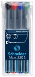 Schneider Universal permanent marker SCHNEIDER Maxx 220 S, varf 0.4mm, 4 culori/set - (N, R, A, V) (S-112494)
