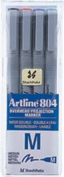 Artline OHP Non-Permanent marker ARTLINE 804, varf mediu - 1.0mm, 4 culori/set - (BK, RE, BL, GR) (EK-804/4W) - viamond