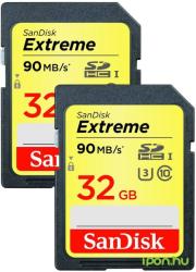 SanDisk 2x Extreme SDHC 32GB Class 10 U3 SDSDXNE-032G-GNCI2