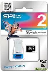 Silicon Power microSD 2GB Class 2 +Stylish Reader SP002GBSDT00V81