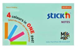 STICK'N Notes autoadeziv 76x127 mm, 100 file, 4 culori pastel Magic STICK'N