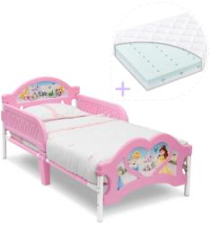 Delta Children Disney Princess - Set pat cu cadru metalic si saltea 140x70 cm (BB86683PSDRM)