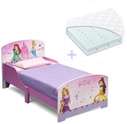 Delta Children Disney Princess Friendship - Set pat cu cadru din lemn si saltea 140x70 cm (BB87007PSDRM)