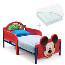 Delta Children Disney Mickey Mouse 3D - Set pat cu cadru metalic si saltea 140x70 cm (BB86681MMDRM)