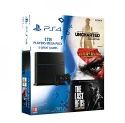 Sony PlayStation 4 Players Megapack 1TB (PS4 1TB) + Uncharted Trilogy + God of War III Remastered + Last of Us Remastered
