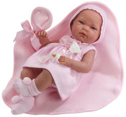 Llorens Újszülött lány baba megkötős sapiban - 38 cm