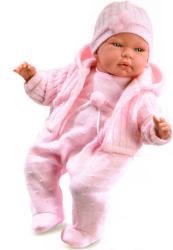 Llorens Újszülött síró baba rózsaszín ruhában - 40 cm