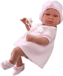 Llorens Újszülött baba rózsaszín ruhában - 43 cm