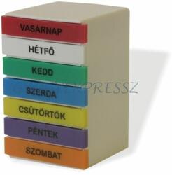 Gyógyszeradagoló tégla hetikiosztással, színes napi jelzéssel (MG 7557)