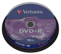Verbatim DVD+R 16X 4, 7GB SP10/Pack (VER43498)