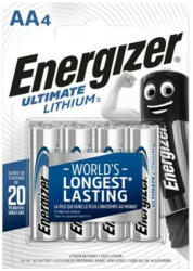 Energizer Elem, AA ceruza, 4 db, Lítium, ENERGIZER Ultimate Lithium (EEAA4L) (639155)
