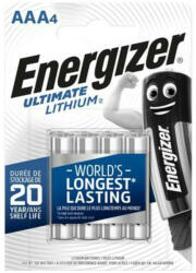 Energizer Elem, AAA mikro, 4 db, Lítium, ENERGIZER Ultimate Lithium (EEAAA4L) (639171)
