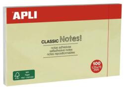 APLI Öntapadó jegyzettömb, 125x75 mm, 100 lap, APLI Classic, sárga (LNP10976) (10976)