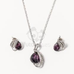 Fashion Levél mintás ékszer szett lila
